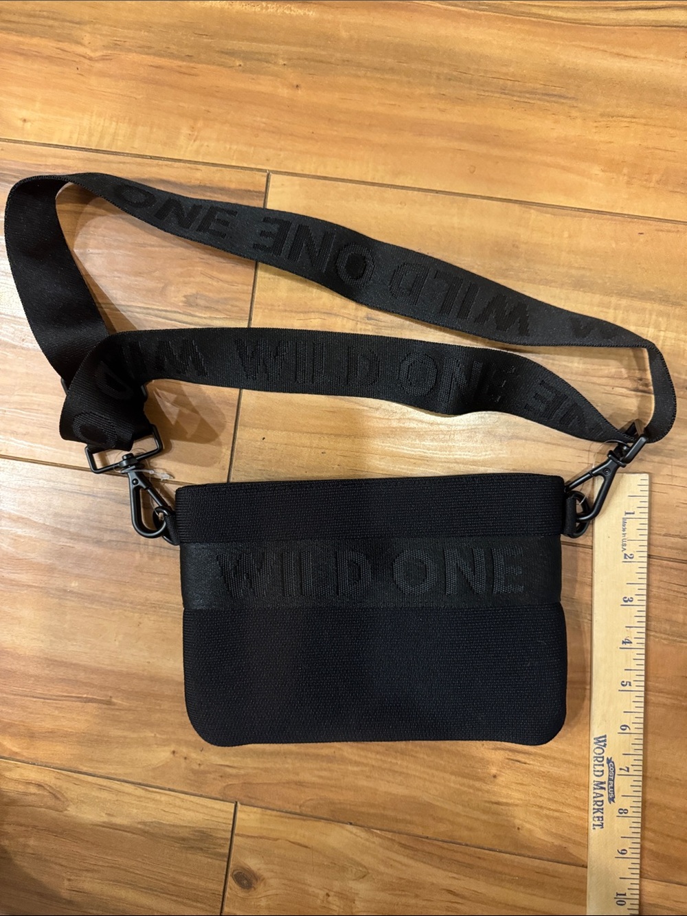 WILD ONE Black Crossbody Bag with Logo Strap